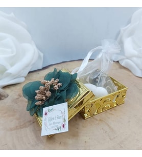 30 Adet Altın Plastik Kutu Nikah Şekeri Daire-