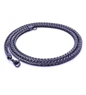Moncuk Design Oval Kral Bakla Örgülü Çelik Kolye 4Mm 3351CEK024