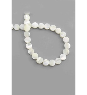 Sedef Doğal Taş Parlak Beyaz Daire Kesim 8x3mm Dizi [AA]