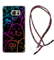 Samsung S7 Edge S20 Fe Plus Ultra S21 S22 Kılıf Boyun Asklı Rasta Silikon Neon Cats 1790