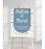 Söz Nişan Düğün İçin 50x70 Karşılama Panosu - Mavi Tasarımlı 005