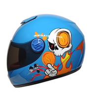 M201VR Skull Blue Motosiklet Çocuk Kaskı Full Face Kids Kask