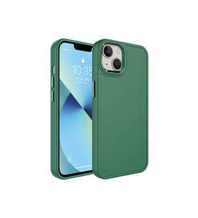 Apple iPhone 14 Plus Uyumlu Kılıf Metal Çerçeve ve Buton Tasarımlı Sert Zore Botox Kapak (Koyu Yeşil)