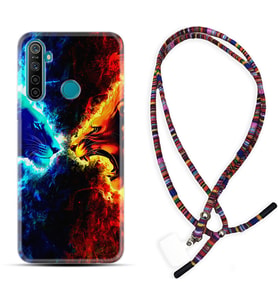 Realme 5i 5 Pro 6i 7 Pro 8 Kılıf Boyun Asklı Rasta Silikon Red Blue Leon 1714