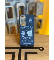 Samsung S24 FE Uyumlu Özel Tasarım Sevimli Figürlü Deri Dokulu Telefon Kılıfı (Lacivert)