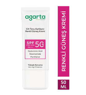 Agarta Cilt Tonu Eşitleyici Renkli Kapatıcı Etkili Spf+50 Güneş Kremi 50 Ml