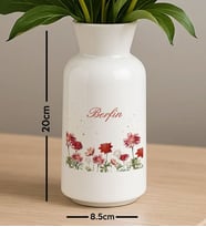 BK Gift Kişiye Özel Çiçek Tasarımlı Seramik Vazo-9, Ev Hediyesi, Ofis Hediyesi