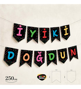 İyi Ki Doğdun Neon Siyah Banner 250 cm