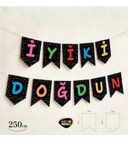 İyi Ki Doğdun Neon Siyah Banner 250 cm