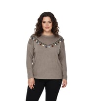 Kadın Yumoş Önü Püsküllü Modelli Bluz BGL-ST05142 (Vizon)