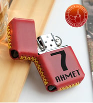 Vagave Kişiye Özel Benzinli Çakmak Hakiki Deri Kılıflı Sarı Kırmızı Taraftar El Yapımı Zippo Tarzı Çakmak Deri Kaplama Benzinli Çakmak Yıl Dönümü Doğum Günü Öğretmenler Günü Sevgililer Günü Hediyesi Çakmak Galatasaray Göztepespor renklerinde