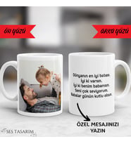 Kendin tasarla Kişiye Özel Fotoğraf Ve Yazılı Porselen Kupa, Bardak Resimli, Anne, Baba, Sevgili, Arkadaş (Beyaz)