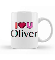 Oliver Name Custom Design Gift Baby Gift For Him Kupa Bardak Porselen