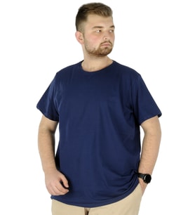 Mode XL Büyük Beden Likralı T-shirt Bisiklet Yaka 20149 İndigo