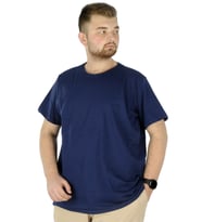 Mode XL Büyük Beden Likralı T-shirt Bisiklet Yaka 20149 İndigo