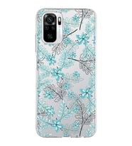 Xiaomi Redmi Note 10 Uyumlu Kapak Floral Su Yeşili Tasarımlı Şeffaf Silikon Kılıf