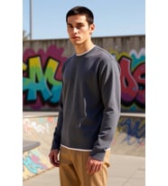 Erkek Bisiklet Yaka Standart Kol Regular Kalıp Dokulu Sweatshirt Fonksiyonel Dayanıklı Şık