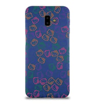 Samsung Galaxy J6 Plus Uyumlu Lansman Kılıf Hello Kitty Tasarımlı İçi Kadife Kapak-Lacivert (Şeffaf)