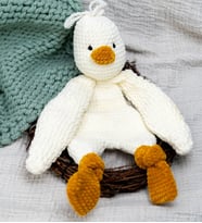 Bebekler için Yumuşak Uyku Arkaşı, El Örgüsü Kadife ip Peluş Ördek, Yumuşak Bebek Oyuncak (Krem)