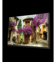 Leylaklı Sokak Cam Tablo Purple Flowers  110x70 Renkli
