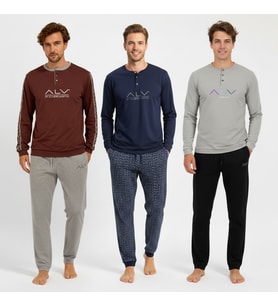 Erkek Pamuklu 3 Adet 2'li Pijama Takımı BB2236