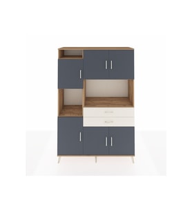 Hyperion Dolap 8 Raflı 2 Çekmeceli 6 Kapaklı 132x44x195 Çam-Antrasit/Aytaşı