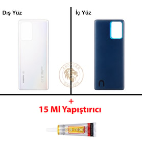 Xiaomi Mi 11-T Ay Işığı Beyazı Arka Pil Kapağı Batarya Kapağı Lazer Kesim + B-7000 Yapıştırıcı