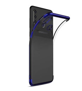 Sepetegelsin Samsung M30 Renkli köşeli Şeffaf Arka Kapak Lazer Kılıf Lacivert (Altın / Dore)