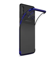 Sepetegelsin Samsung M30 Renkli köşeli Şeffaf Arka Kapak Lazer Kılıf Lacivert (Altın / Dore)