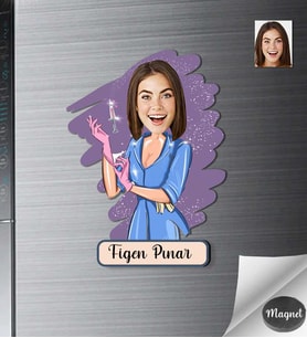 Kişiye Özel Güzellik Uzmanı Kadın Ahşap Magnet -4