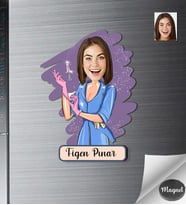 Kişiye Özel Güzellik Uzmanı Kadın Ahşap Magnet -4