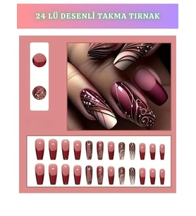 24 adet Desenli Takma Tırnak