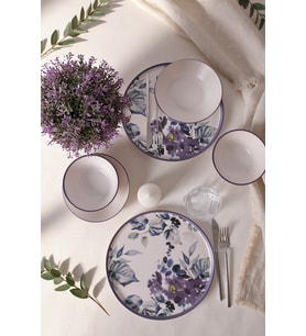 Keramika Purple Flower Yemek Takımı 6 Parça 2 Kişilik 21329-30-31