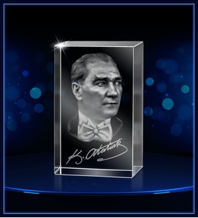 3d Kristal Atatürk 15 (Gerçek 3 Boyutlu Görüntü)