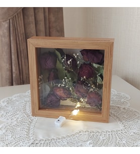 20x20x5 cm Bambu Ledli Anı Çerçevesi! Yeni Moda Çiçek Anı Çerçevesi!