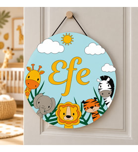 Gifties Hayvanat Bahçesi Temalı Kişiye Özel Kapı Süsü