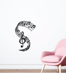 BK Home Müzik Notaları Tasarımlı Ahşap Duvar Süsü-11 (Siyah)