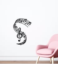 BK Home Müzik Notaları Tasarımlı Ahşap Duvar Süsü-11 (Siyah)