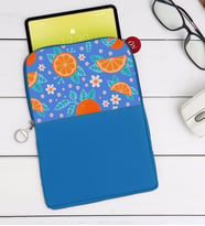 BK Gift Portakal Tasarımlı Taşınabilir Koruyucu Tablet Kılıfı & Organizer Çanta - Mavi-1