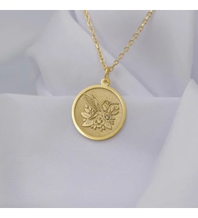 Kişiye Özel 925 Ayar Gümüş Minimal Kuş Figürlü Kolye (Gold)