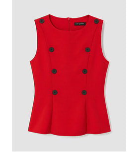 LCW Comfort Kırmızı Bisiklet Yaka Süs Düğmeli Peplum Bluz
