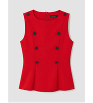 LCW Comfort Kırmızı Bisiklet Yaka Süs Düğmeli Peplum Bluz