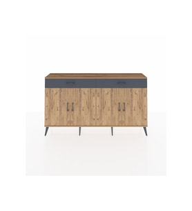 Arges Konsol 4 Raflı 2 Çekmeceli 4 Kapaklı 176x30x99 Çam-Çam/Antrasit