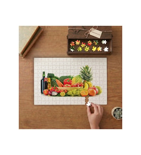 Renkli Meyveler ve Sebzeler Tasarımı 240 parça Ahşap Puzzle Ahşap Kutuda MP00362