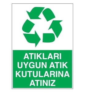 ATIK TOPLAMA UYARI PANOSU PVC KAPLAMA A4 BOYUTTA (Çok Renkli)