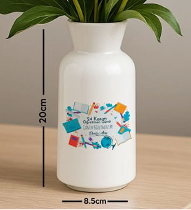 BK Gift Kişiye Özel Öğretmenler Günü Tasarımlı Seramik Vazo-15, Ev Hediyesi, Öğretmene Hediye