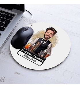 Kişiye Özel Hediye Karikatürlü En Yakışıklı Barmen Mousepad