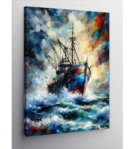 Kanvas Tablo Fırtınada Yelkenli Gemi