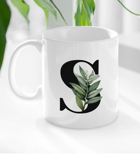 BK Gift Kişiye Özel Harfli Beyaz Kupa Bardak-1