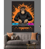 Disc Jokey Maymun Dekoratif Kanvas - Mdf Ahşap Tablo